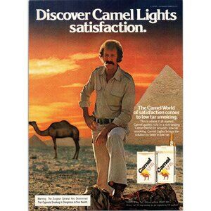 1979 Camel Lights Cigarettes Vintage Print Ad Egypt Pyramids Camel 70s Wall Art